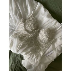 Forever Devoted White Beaded Pearl Chiffon Maxi Dress